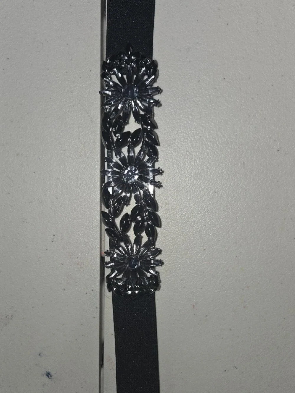 BCBGMaxAzria Gold Crystal & Black Floral Elastic Waist Belts
